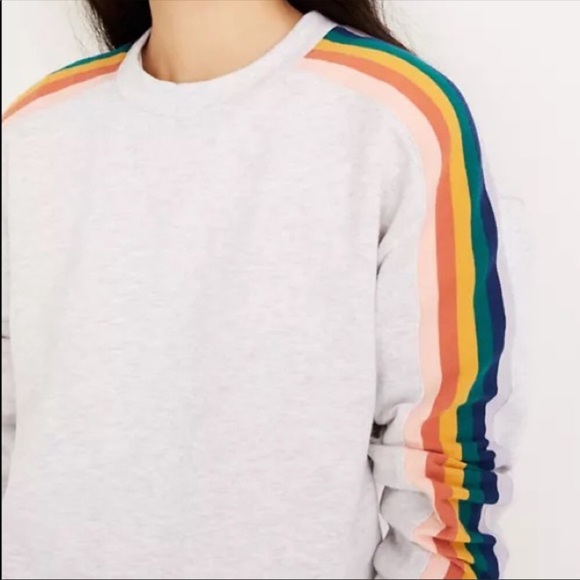 Madewell Rainbow-Inset Crop Sweatshirt Size Small - Picture 2 of 9